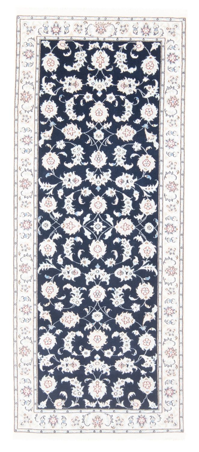 Alfombra de pasillo Alfombra Persa - Nain - Real - 204 x 82 cm - azul oscuro