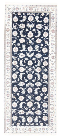 Alfombra de pasillo Alfombra Persa - Nain - Real - 204 x 82 cm - azul oscuro