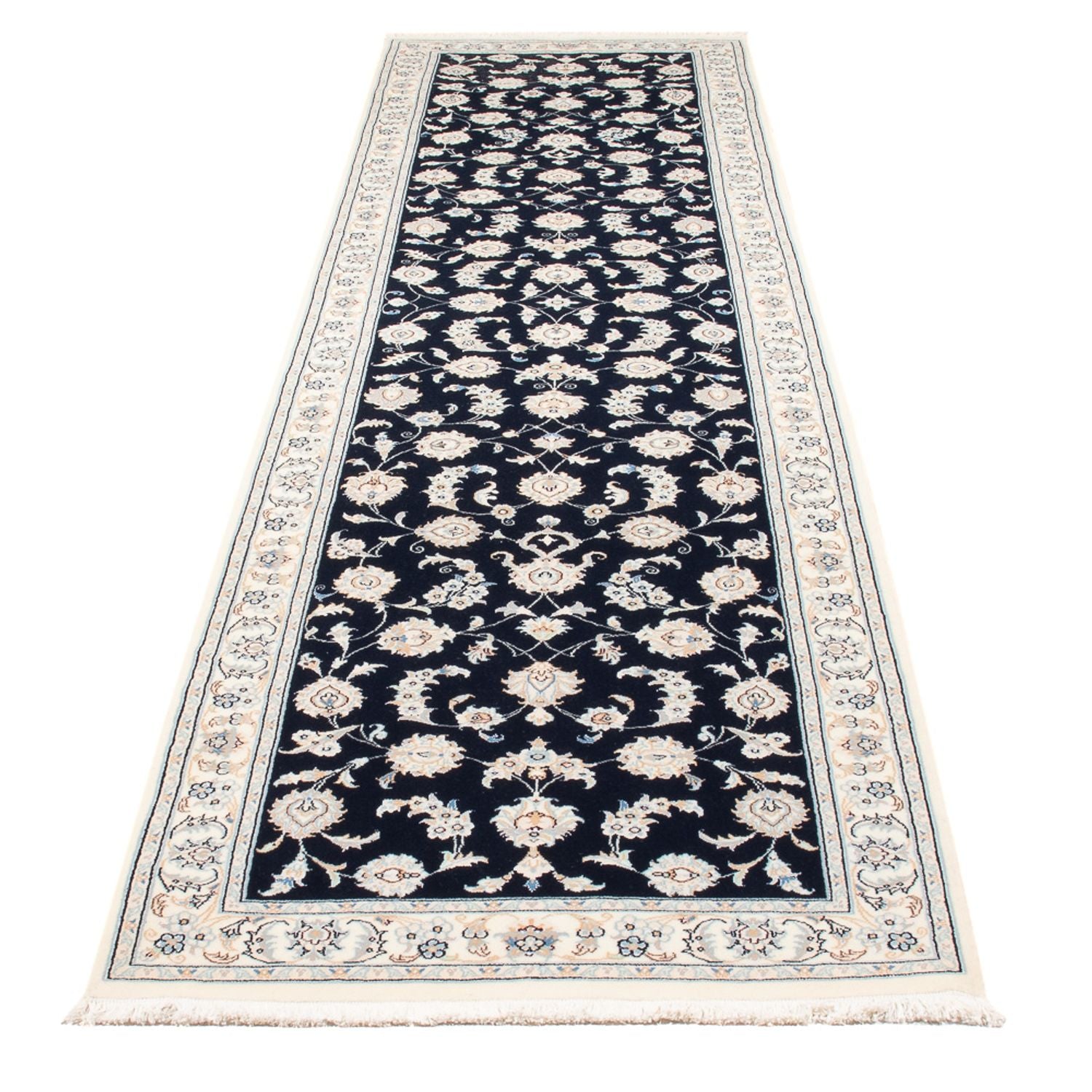 Alfombra de pasillo Alfombra Persa - Nain - Prima - 352 x 82 cm - azul oscuro