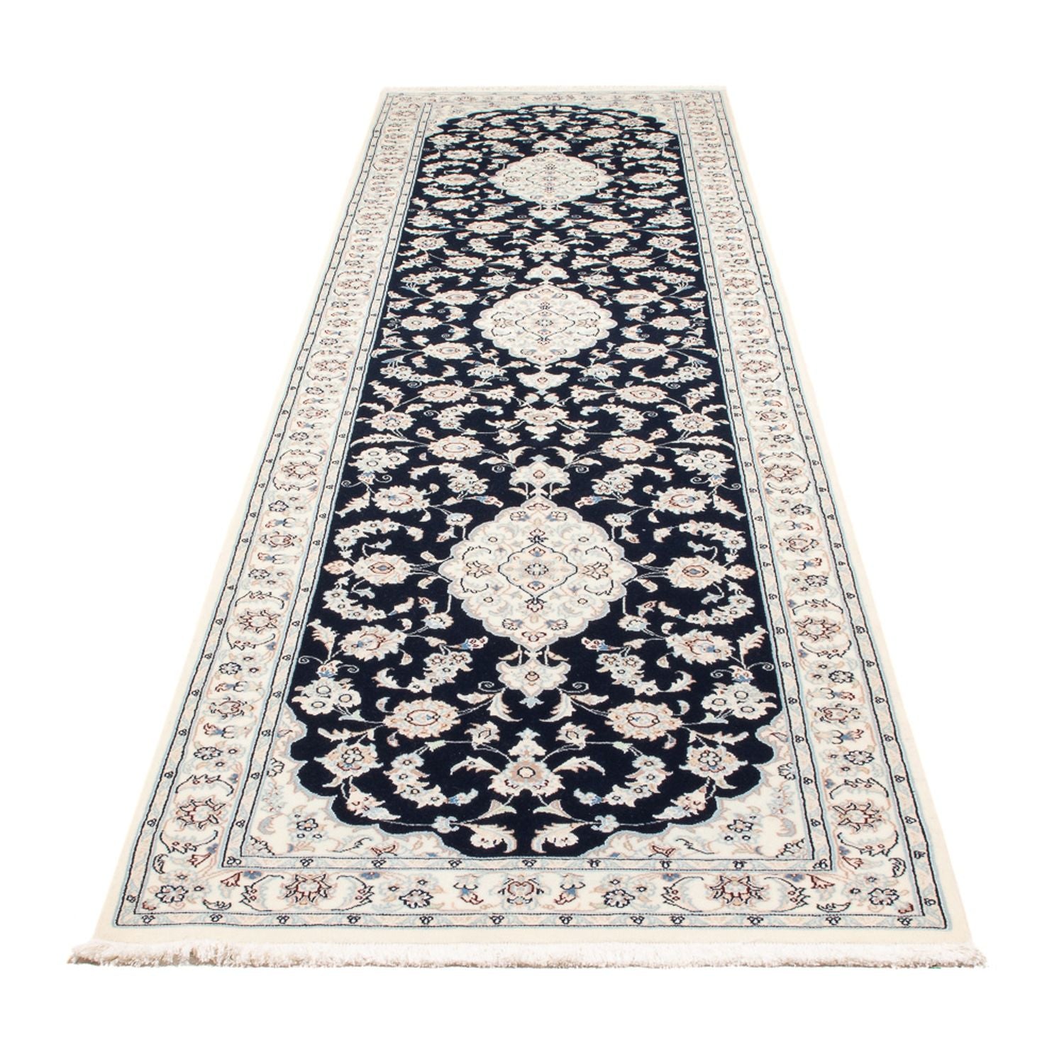 Alfombra de pasillo Alfombra Persa - Nain - Prima - 339 x 86 cm - azul oscuro