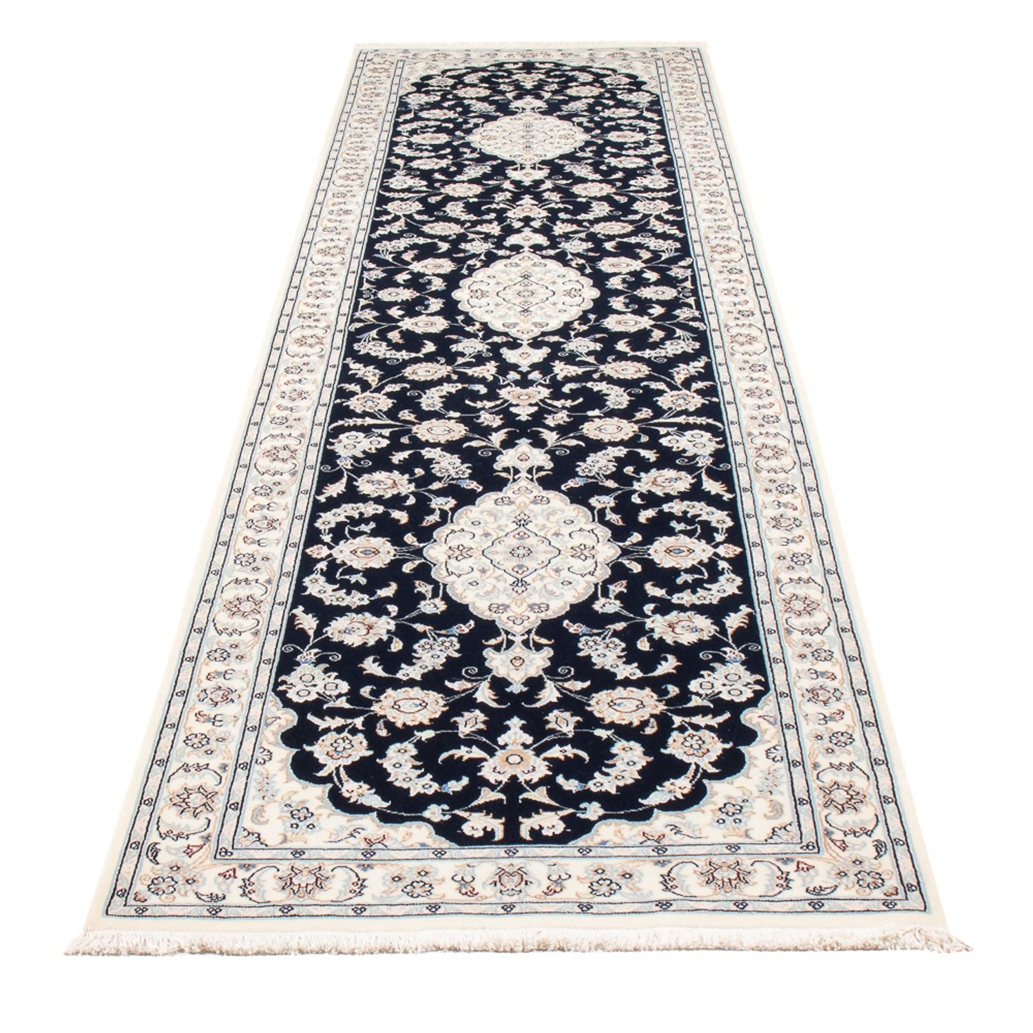 Alfombra de pasillo Alfombra Persa - Nain - Prima - 340 x 85 cm - azul oscuro