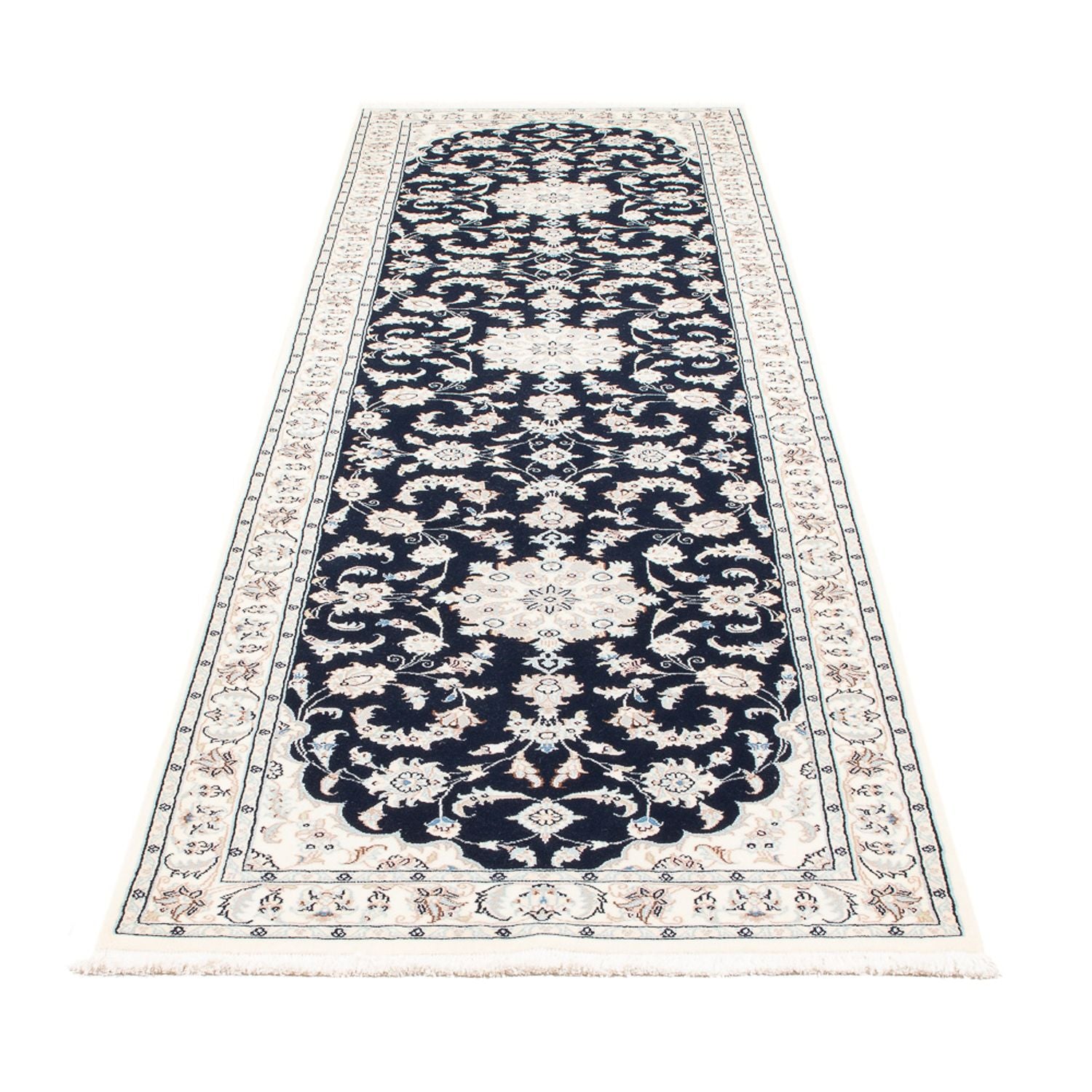 Alfombra de pasillo Alfombra Persa - Nain - Prima - 297 x 82 cm - azul oscuro