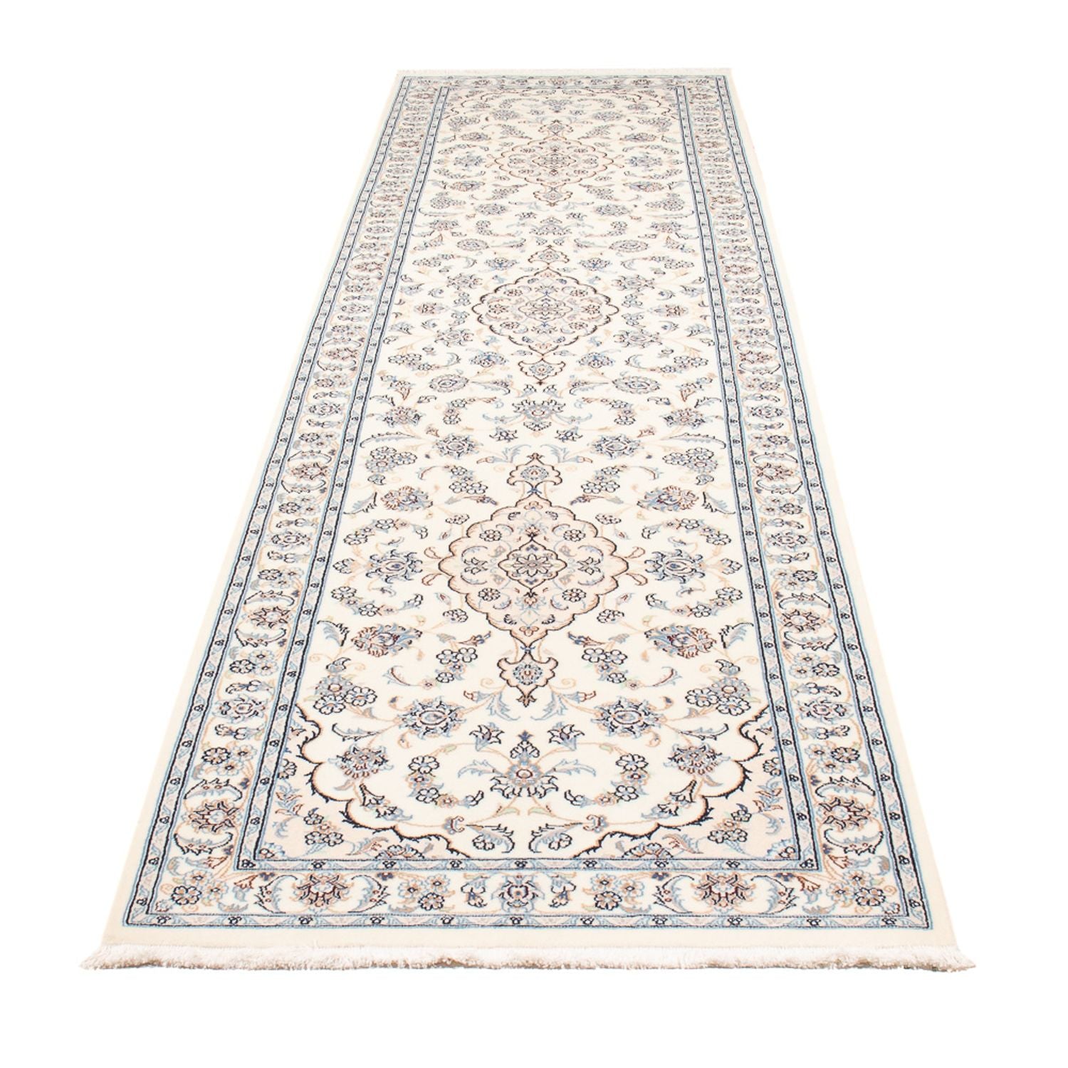 Alfombra de pasillo Alfombra Persa - Nain - Prima - 345 x 84 cm - crema