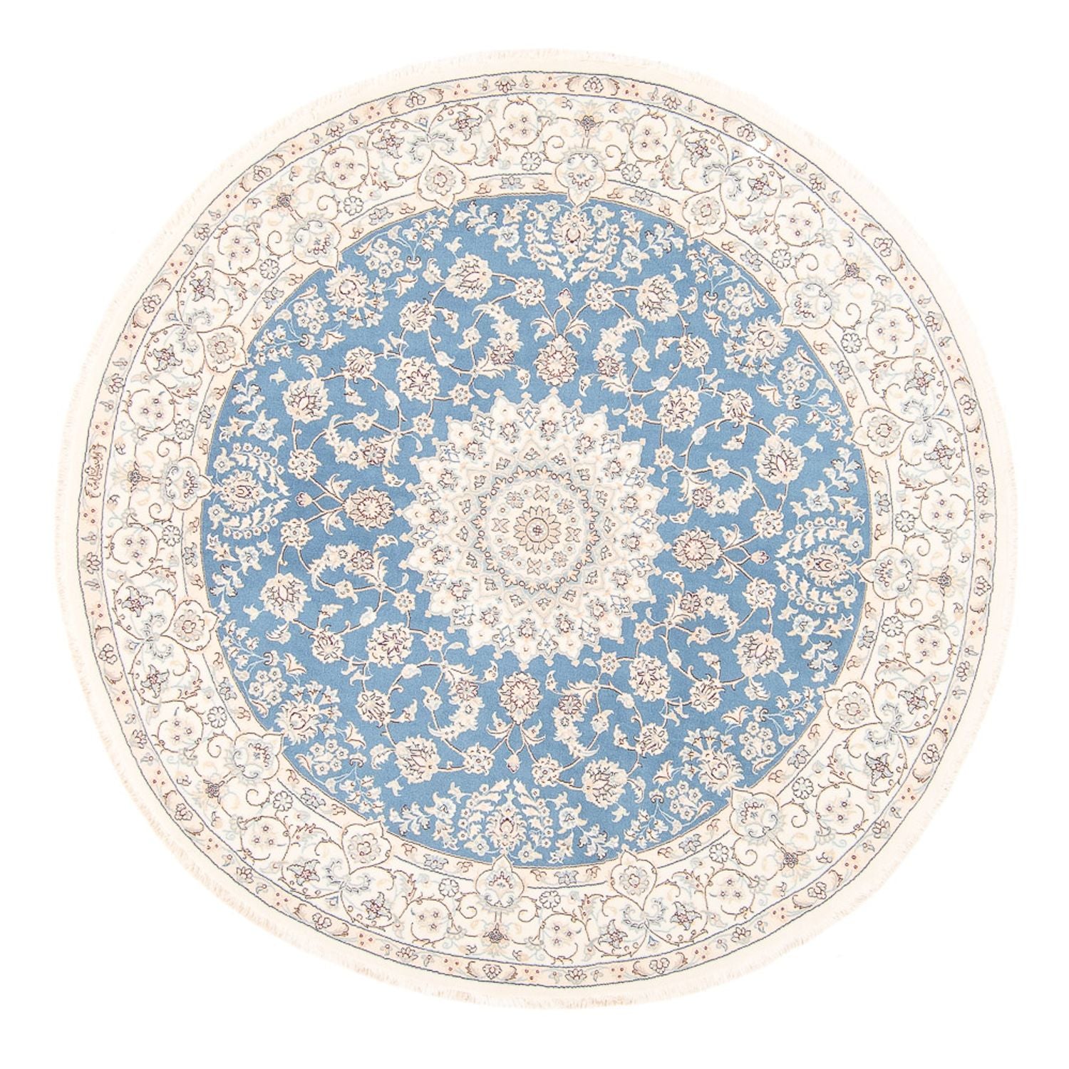 Alfombra persa - Nain redondo  - 200 x 200 cm - azul claro