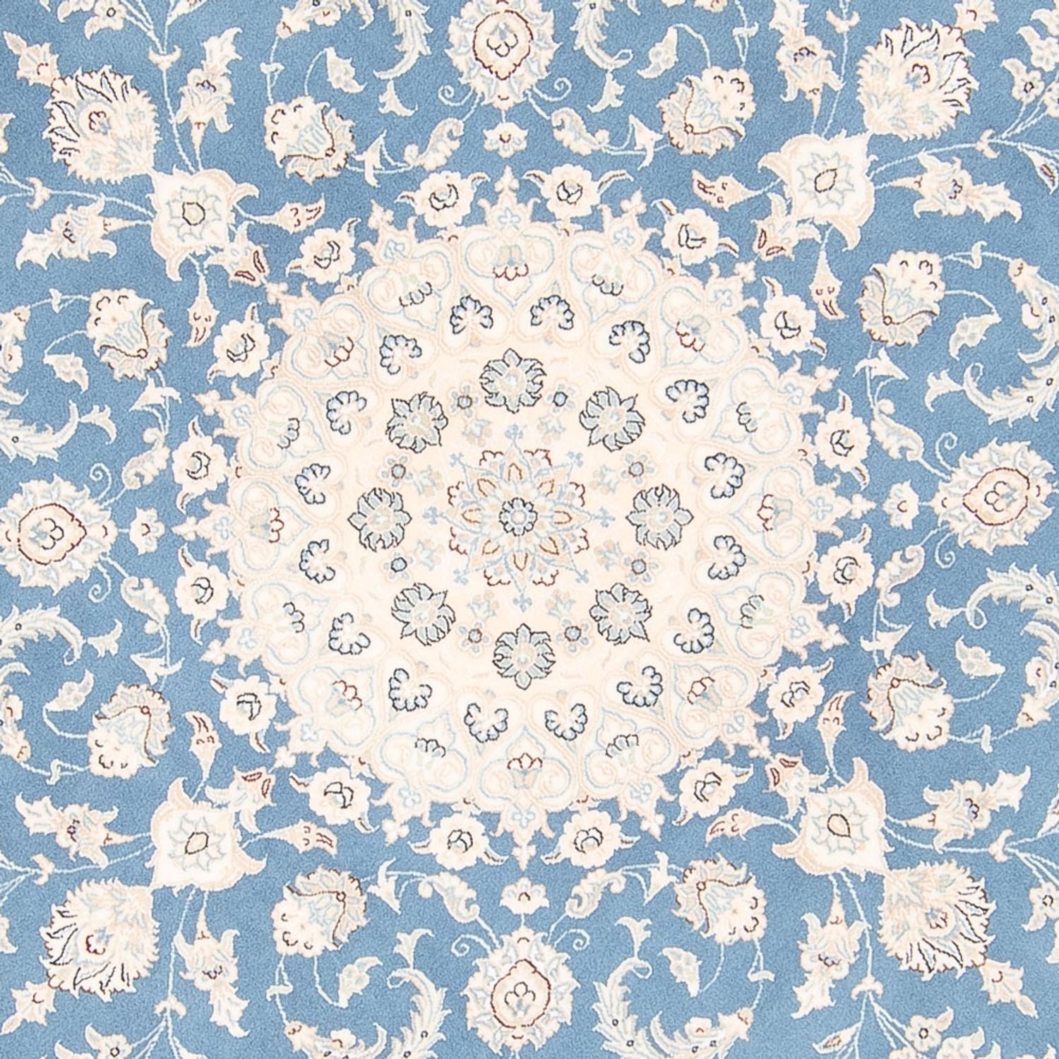 Alfombra persa - Nain redondo  - 202 x 197 cm - azul claro