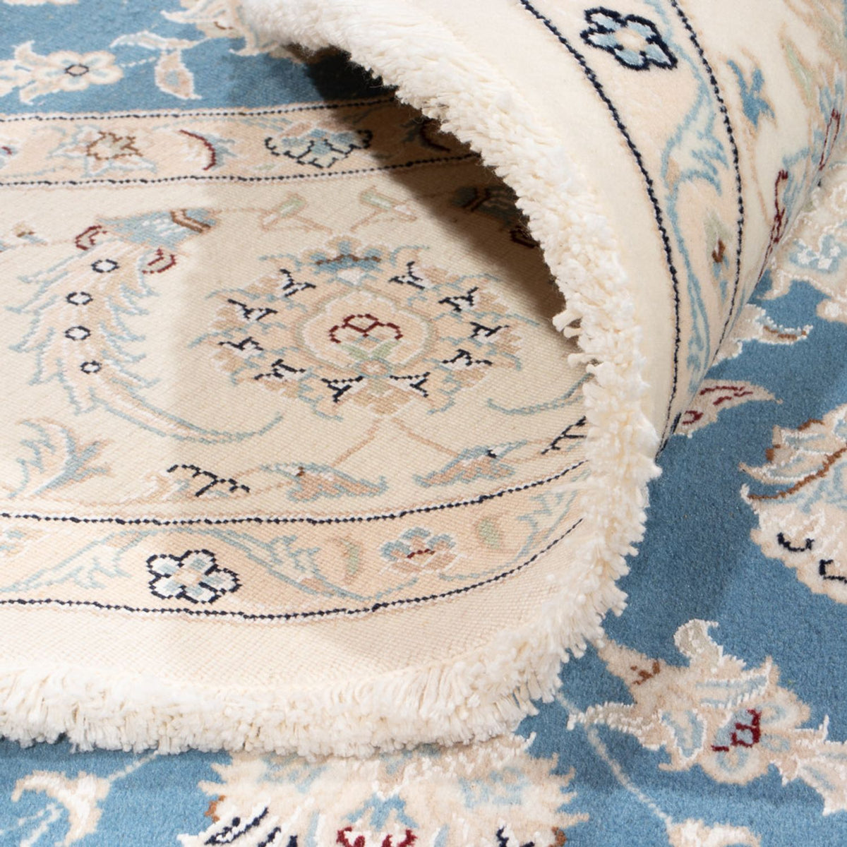 Alfombra persa - Nain redondo  - 202 x 197 cm - azul claro