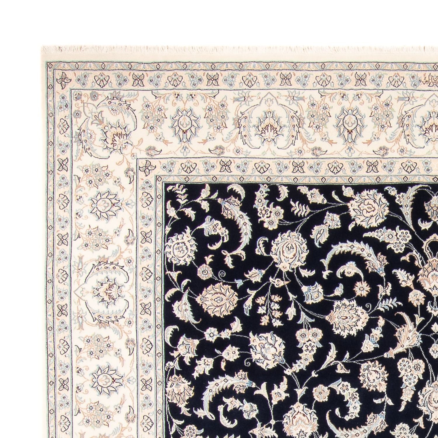 Alfombra persa - Nain - 265 x 247 cm - azul oscuro