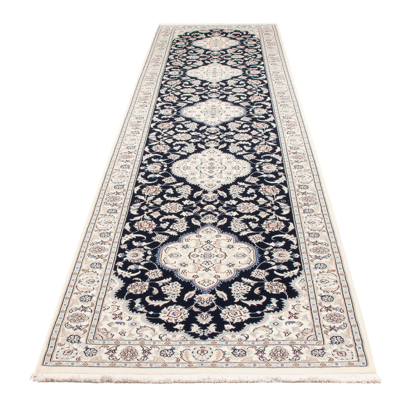 Alfombra de pasillo Alfombra Persa - Nain - Prima - 392 x 87 cm - azul oscuro
