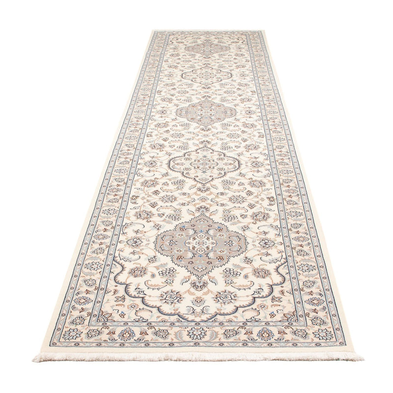 Alfombra de pasillo Alfombra Persa - Nain - Prima - 398 x 88 cm - crema