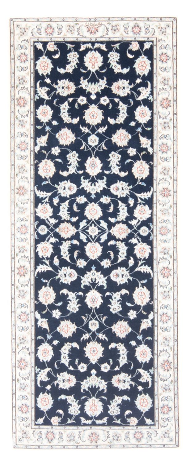 Alfombra de pasillo Alfombra Persa - Nain - Real - 203 x 80 cm - azul oscuro