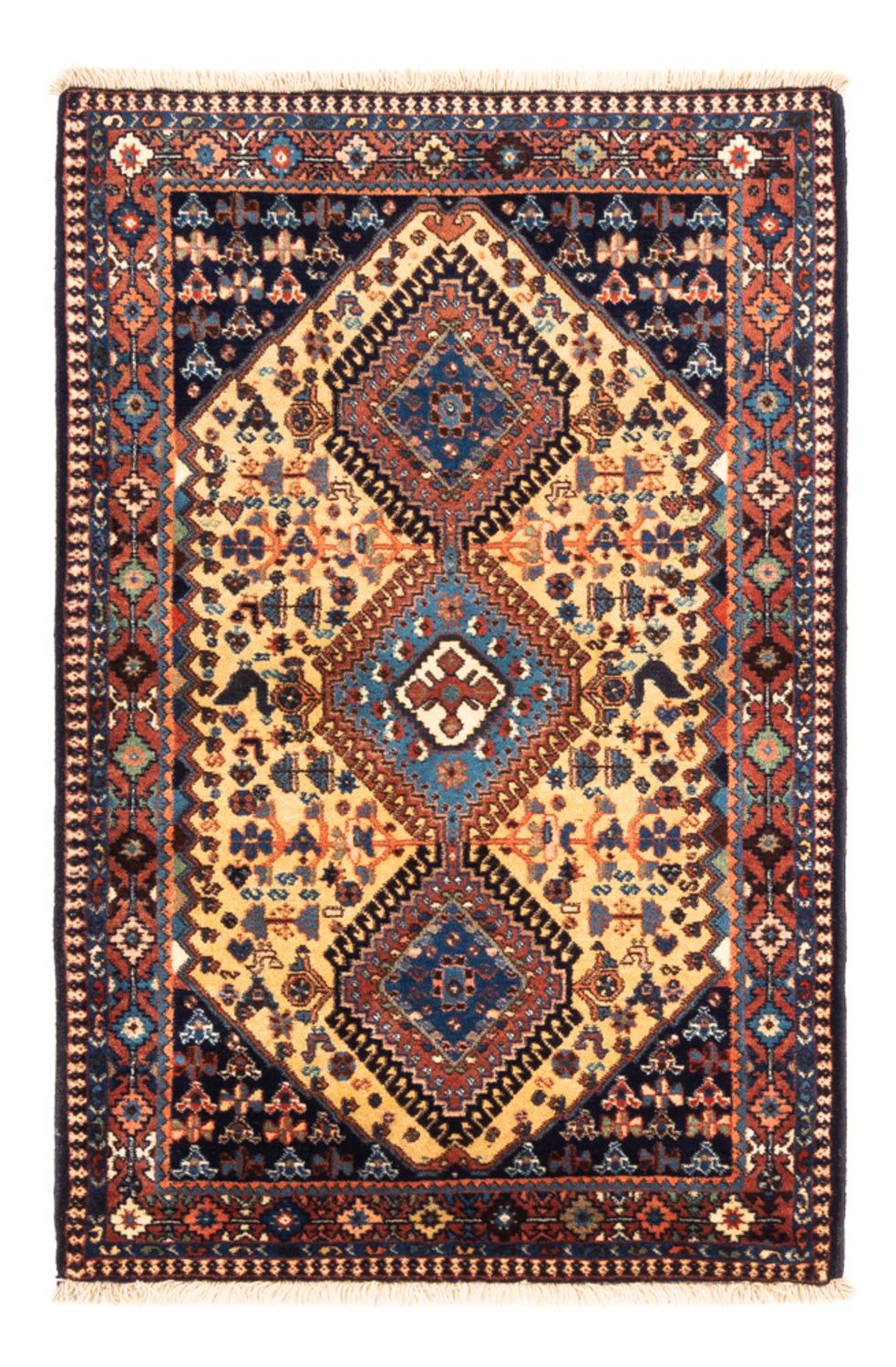 Alfombra persa - Nómada - 132 x 87 cm - amarillo