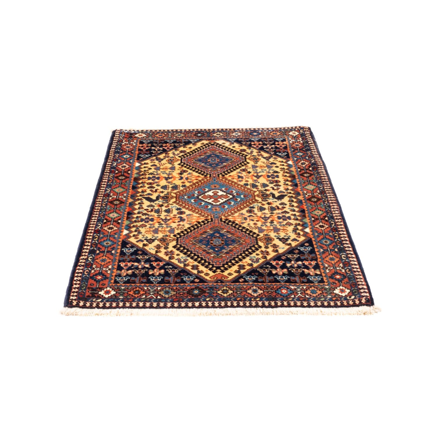 Alfombra persa - Nómada - 132 x 87 cm - amarillo