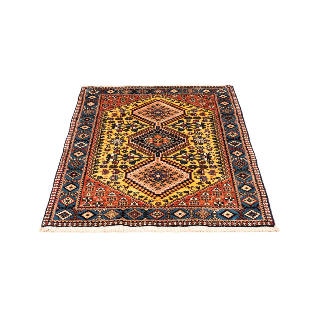Alfombra persa - Nómada - 123 x 83 cm - amarillo