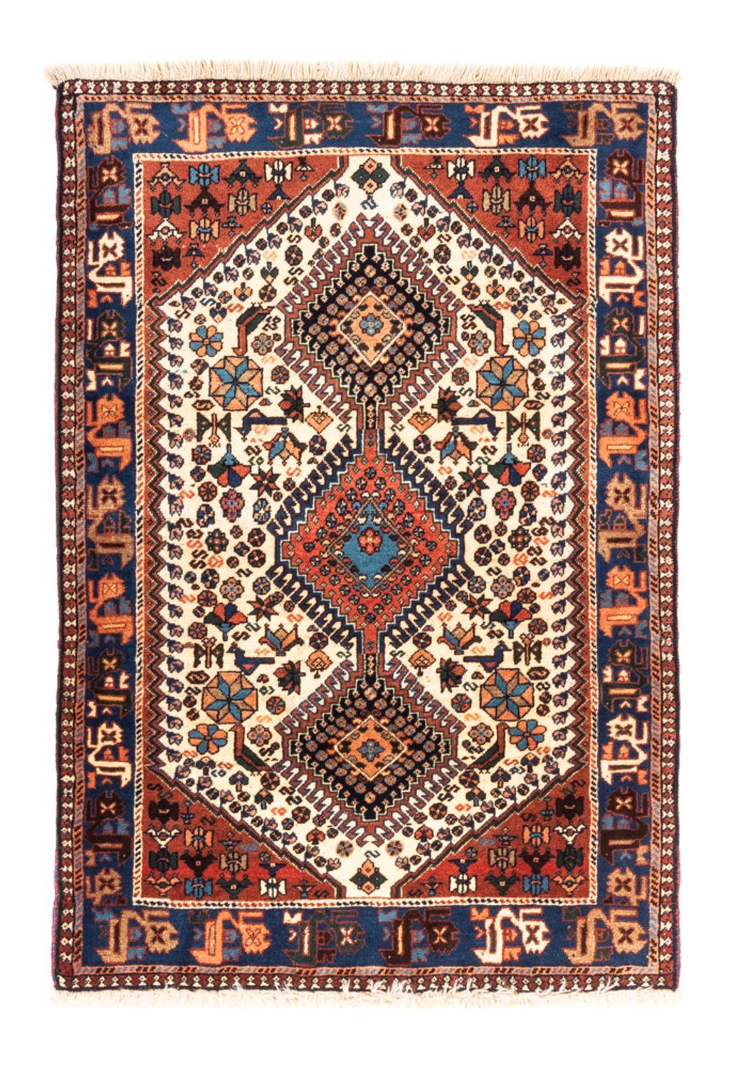 Alfombra persa - Nómada - 123 x 86 cm - crema