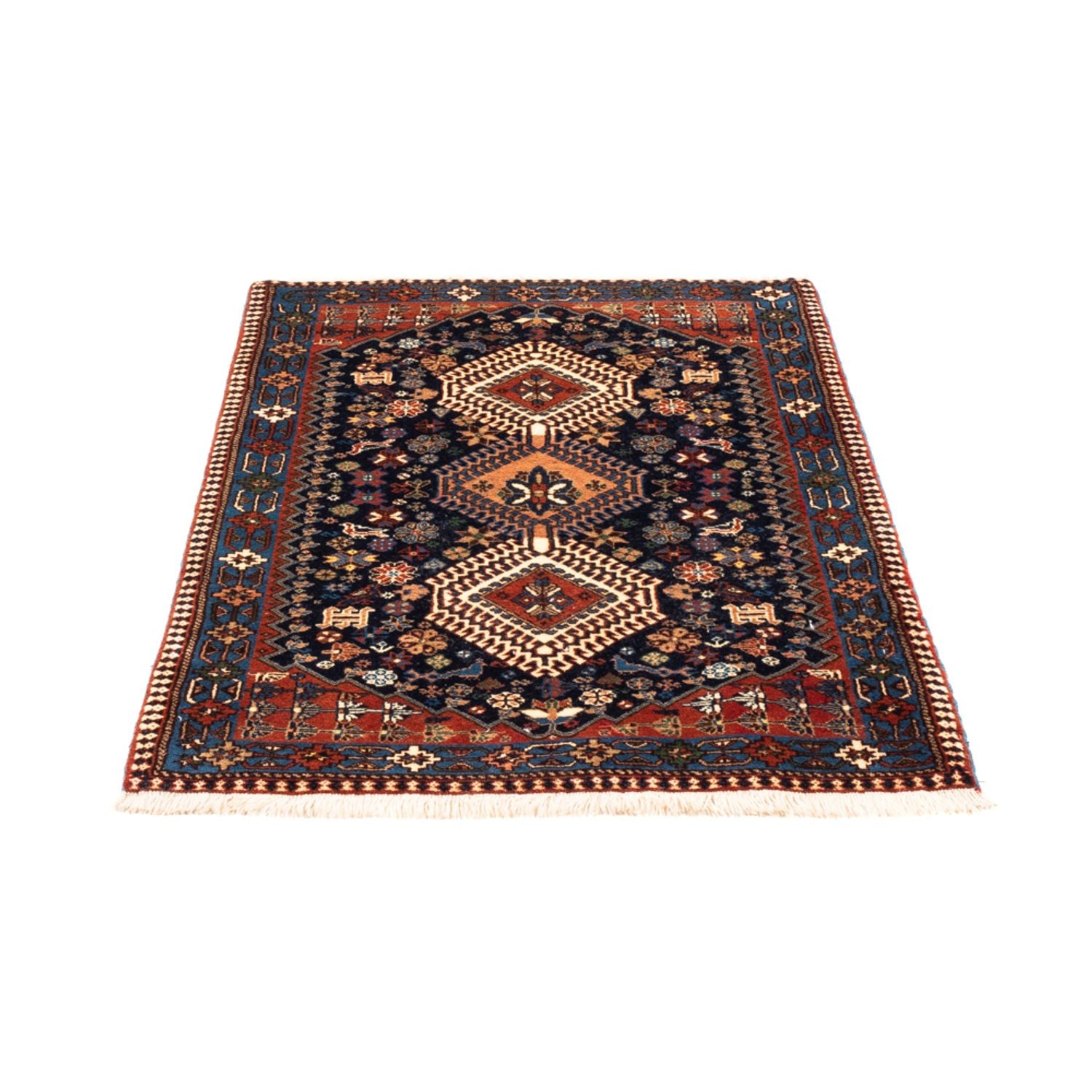 Alfombra persa - Nómada - 132 x 80 cm - azul oscuro