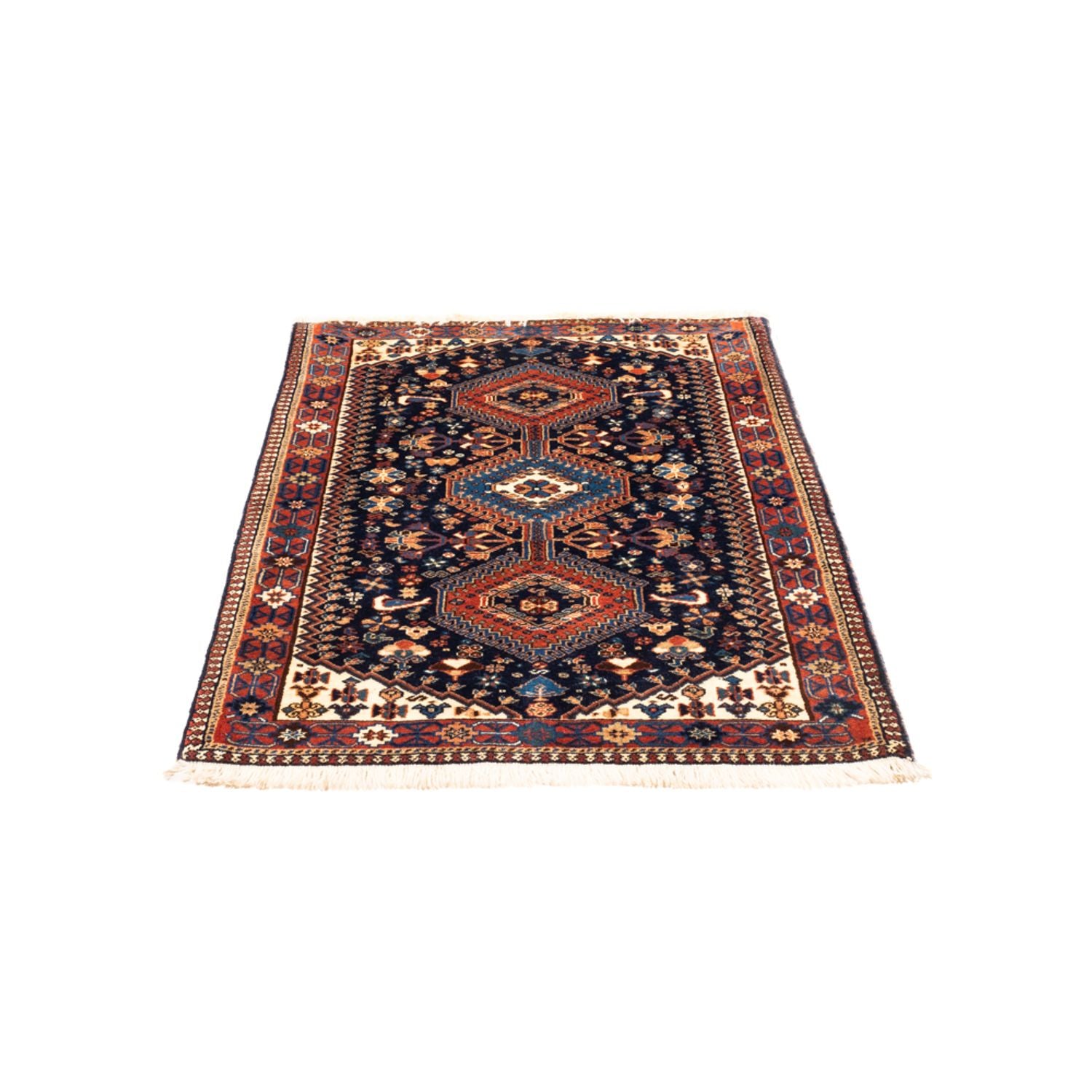 Alfombra persa - Nómada - 125 x 83 cm - azul oscuro