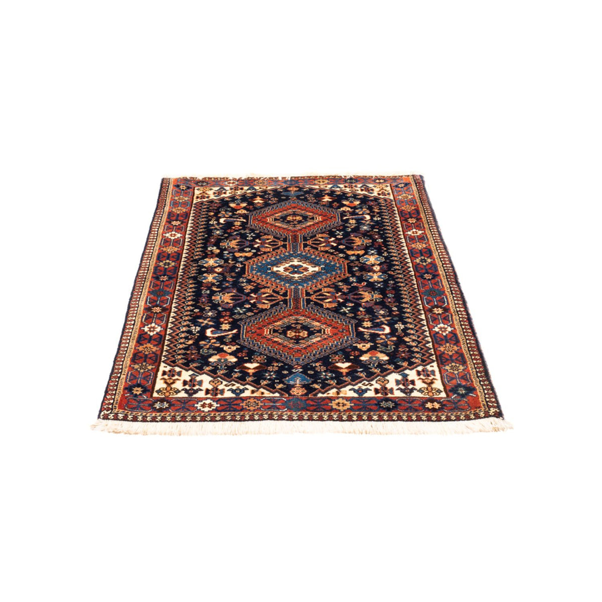 Alfombra persa - Nómada - 125 x 83 cm - azul oscuro