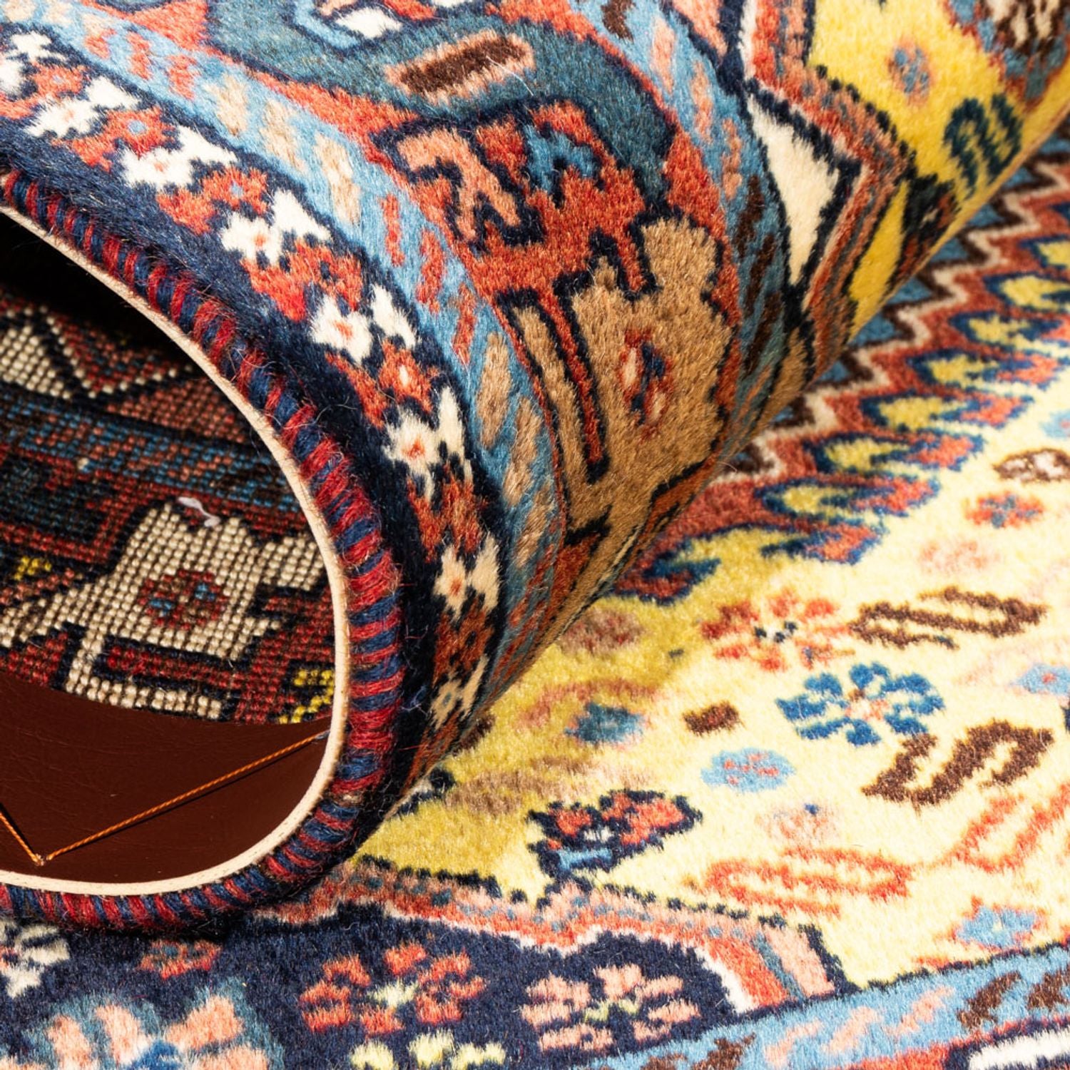 Alfombra persa - Nómada - 126 x 80 cm - amarillo