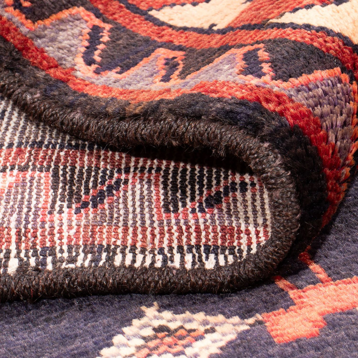 Alfombra persa - Nómada - Real - 188 x 149 cm - azul oscuro