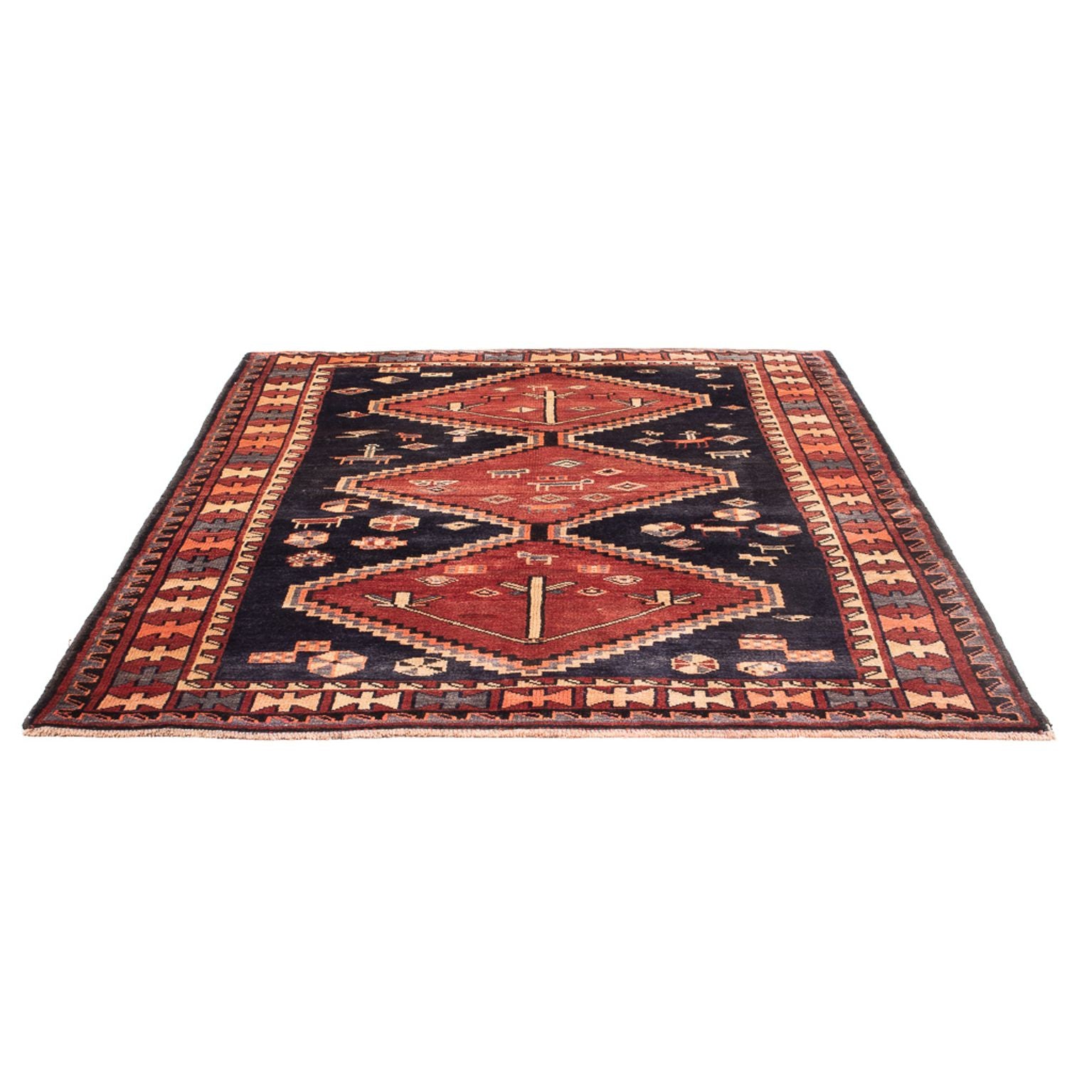 Alfombra persa - Nómada - Real - 188 x 149 cm - azul oscuro