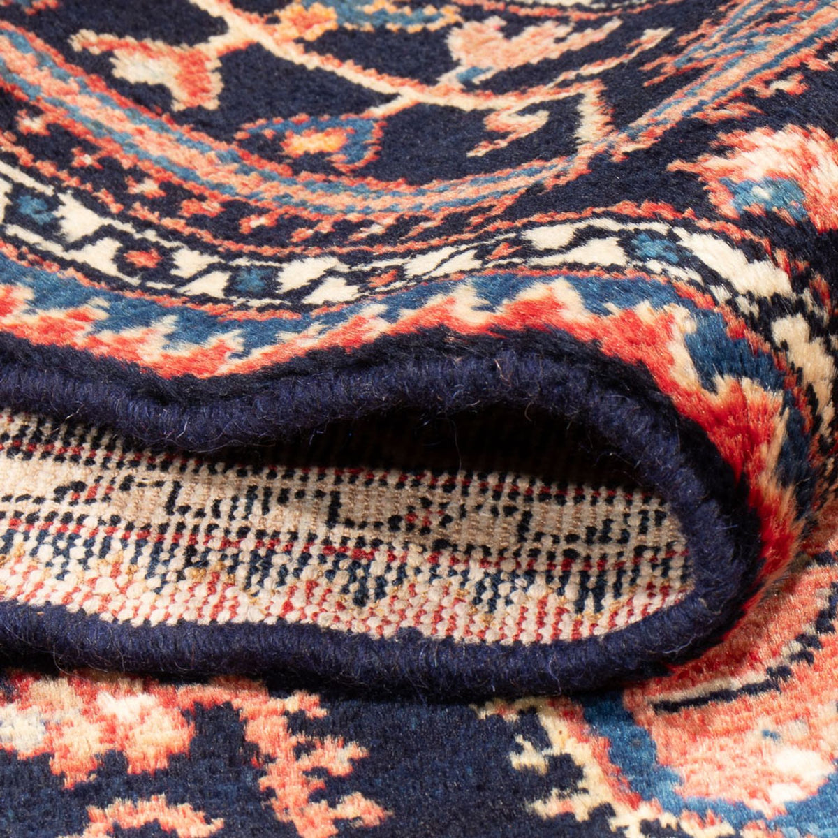 Alfombra persa - Nómada - Real - 241 x 134 cm - azul oscuro