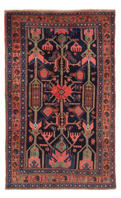 Alfombra persa - Nómada - Real - 219 x 132 cm - azul oscuro