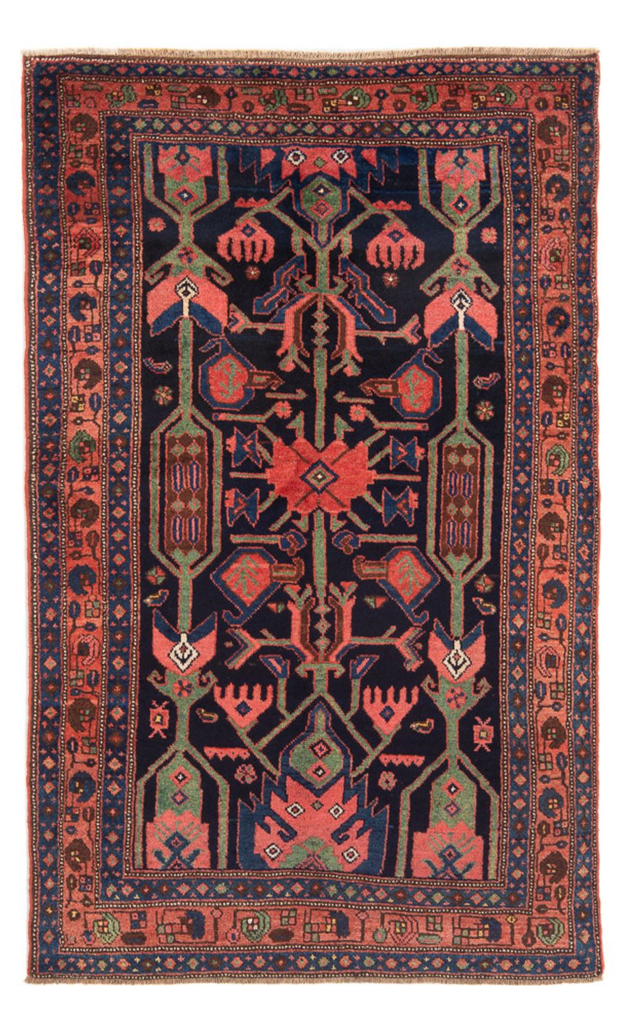 Alfombra persa - Nómada - Real - 219 x 132 cm - azul oscuro