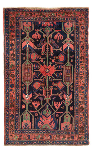 Alfombra persa - Nómada - Real - 219 x 132 cm - azul oscuro
