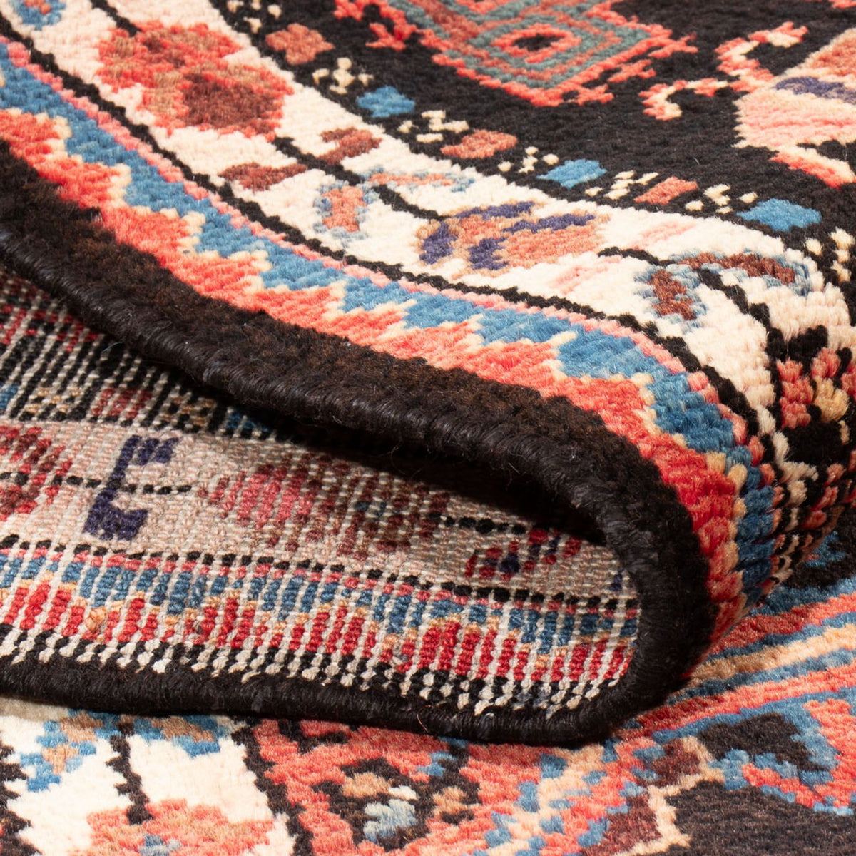 Alfombra persa - Nómada - Real - 212 x 125 cm - azul oscuro