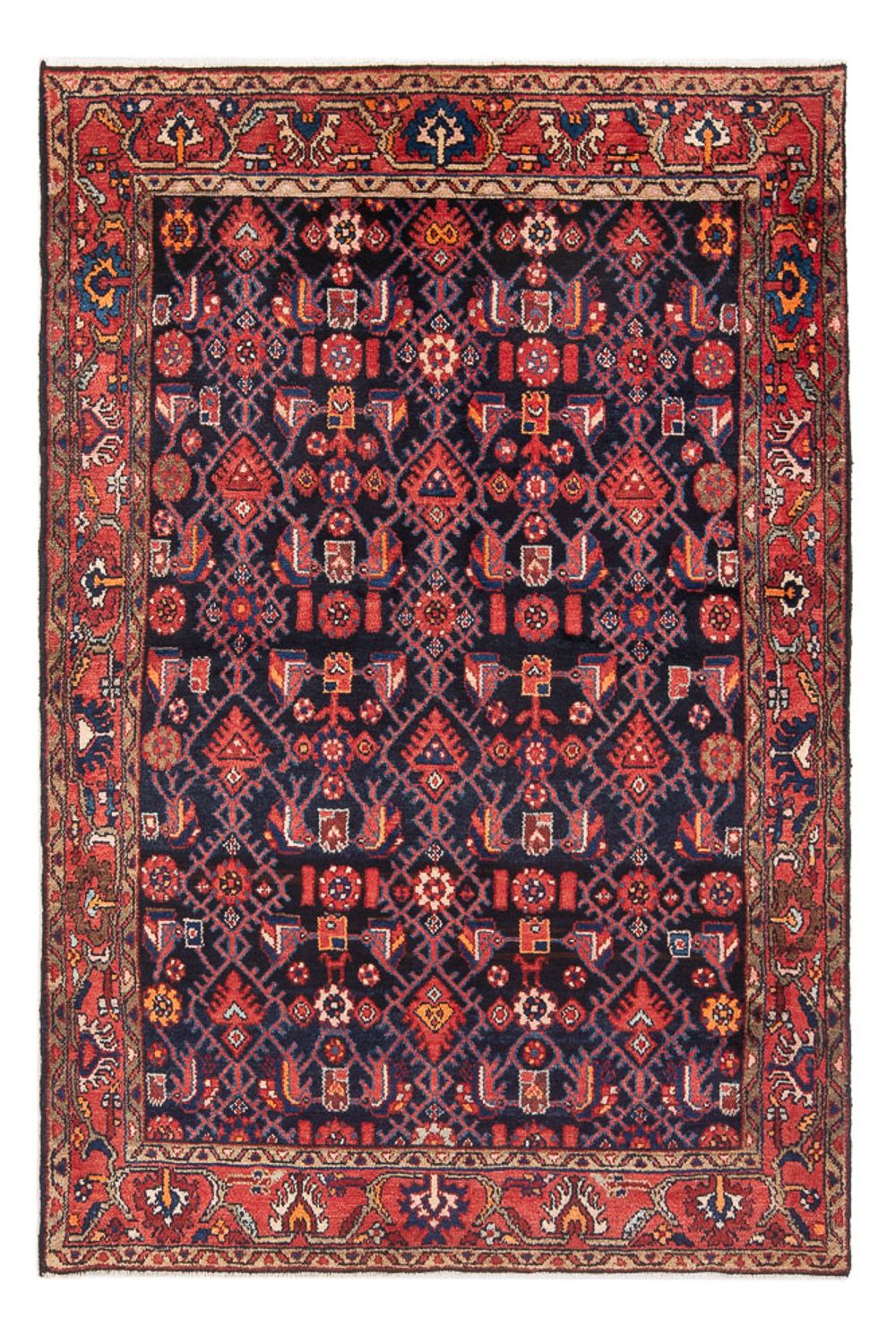 Alfombra persa - Nómada - Real - 198 x 130 cm - azul oscuro