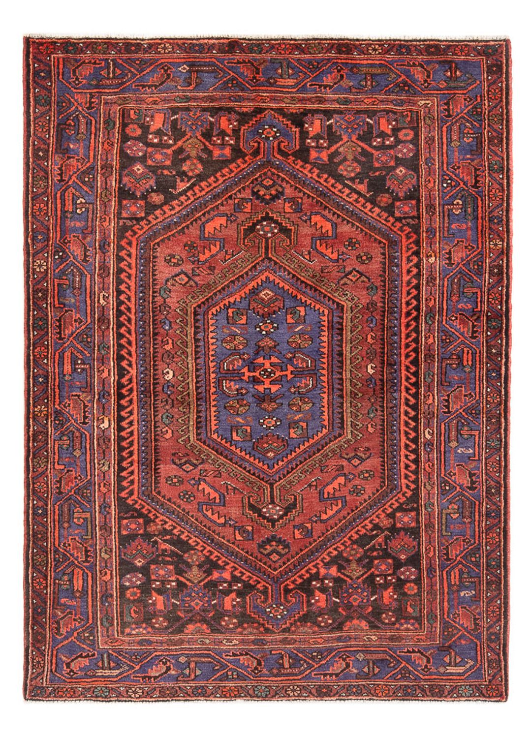 Alfombra persa - Nómada - Real - 197 x 142 cm - rojo