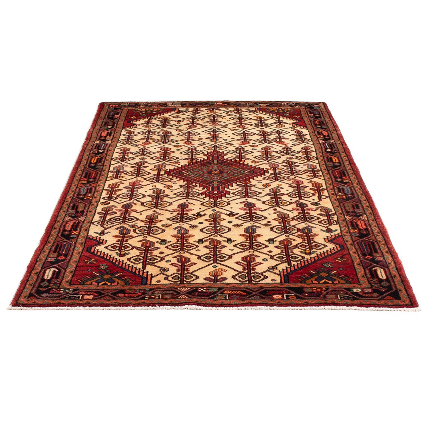 Alfombra persa - Nómada - Real - 201 x 119 cm - crema