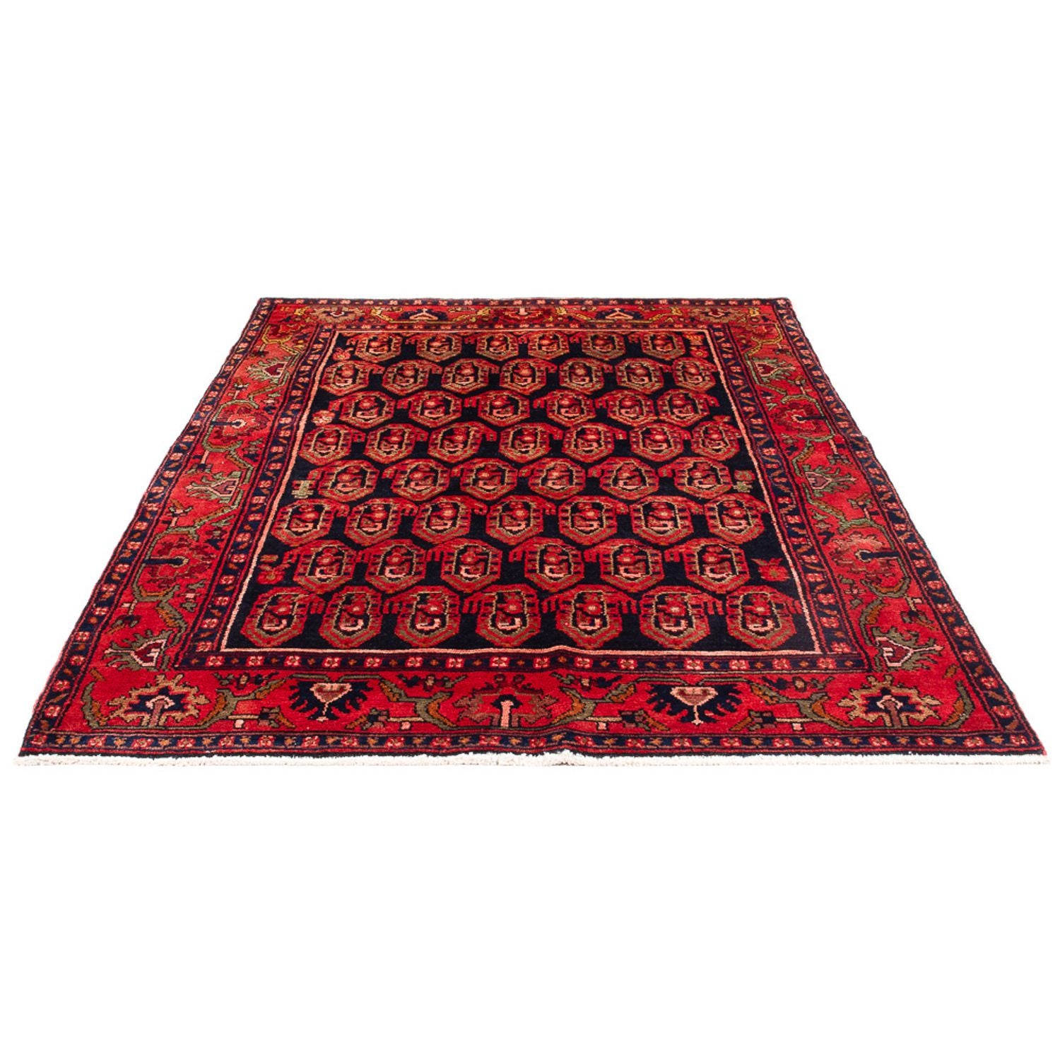 Alfombra persa - Nómada - Real - 201 x 137 cm - azul oscuro