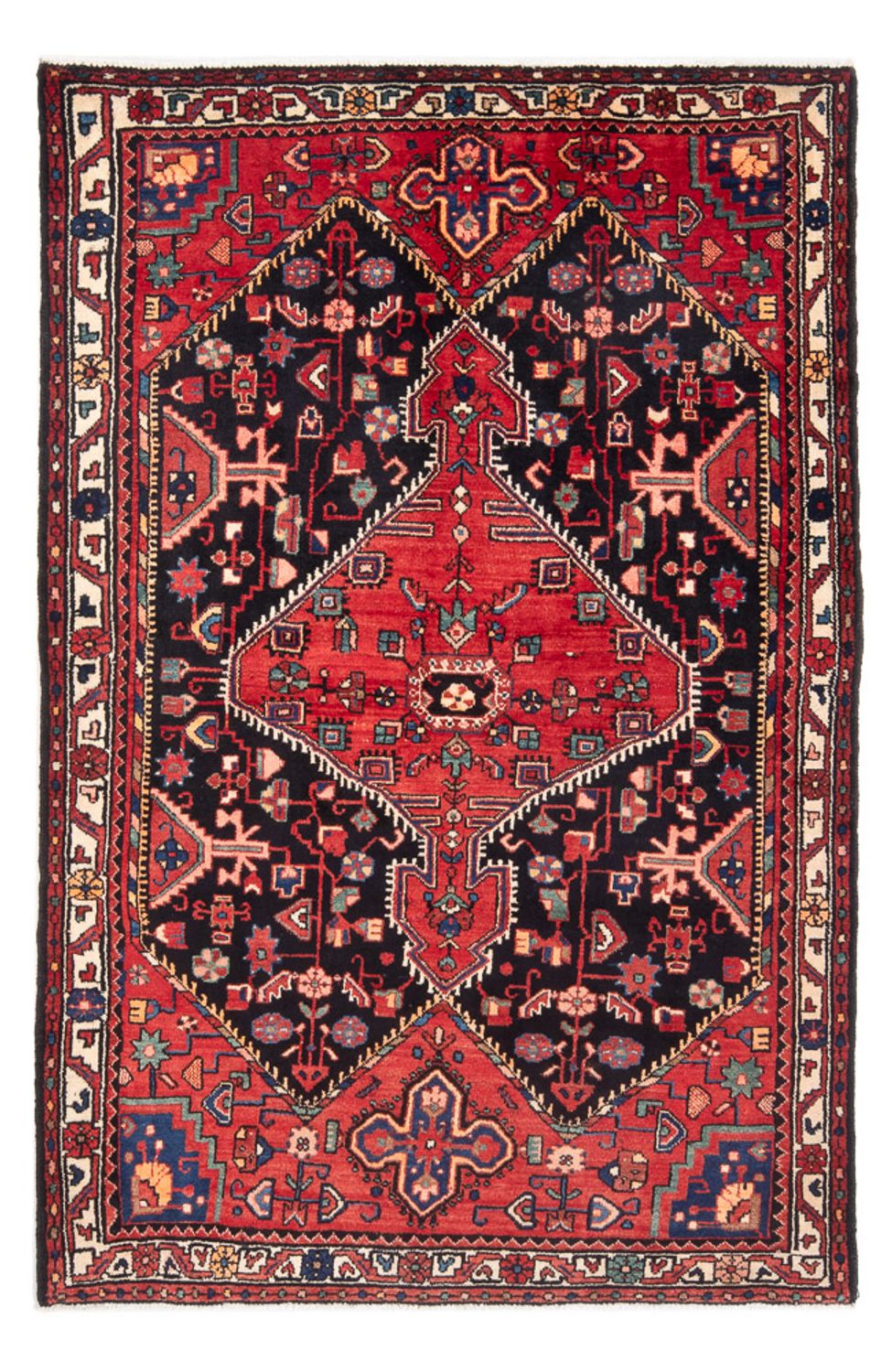 Alfombra persa - Nómada - Real - 215 x 139 cm - azul oscuro
