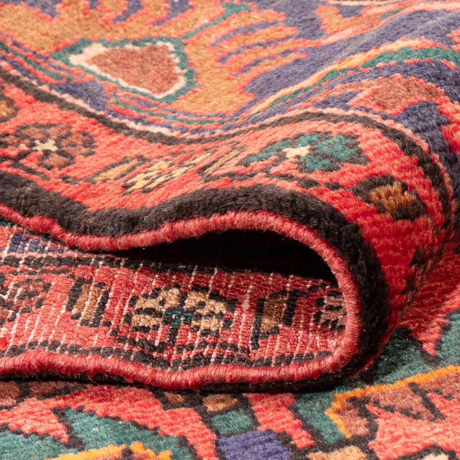 Alfombra persa - Nómada - Real - 206 x 129 cm - rojo