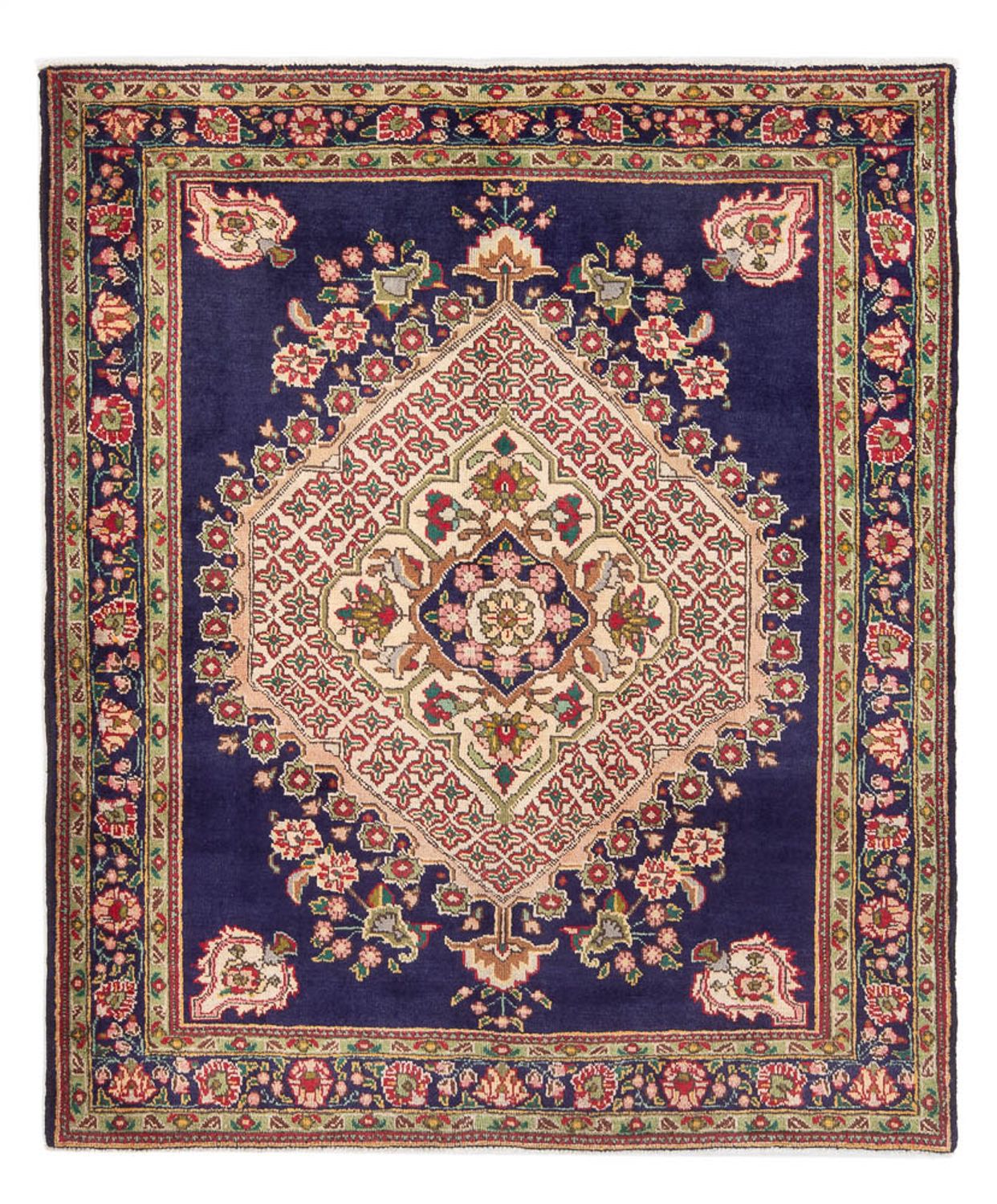 Alfombra persa - Nómada - Real - 184 x 150 cm - azul oscuro