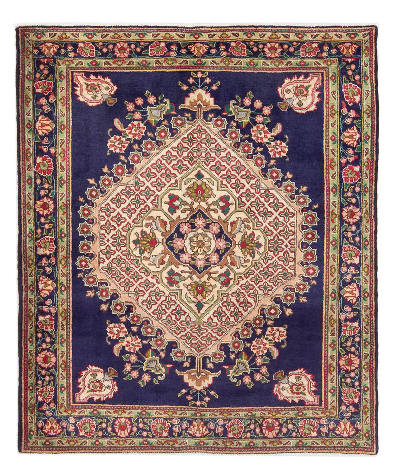 Alfombra persa - Nómada - Real - 184 x 150 cm - azul oscuro
