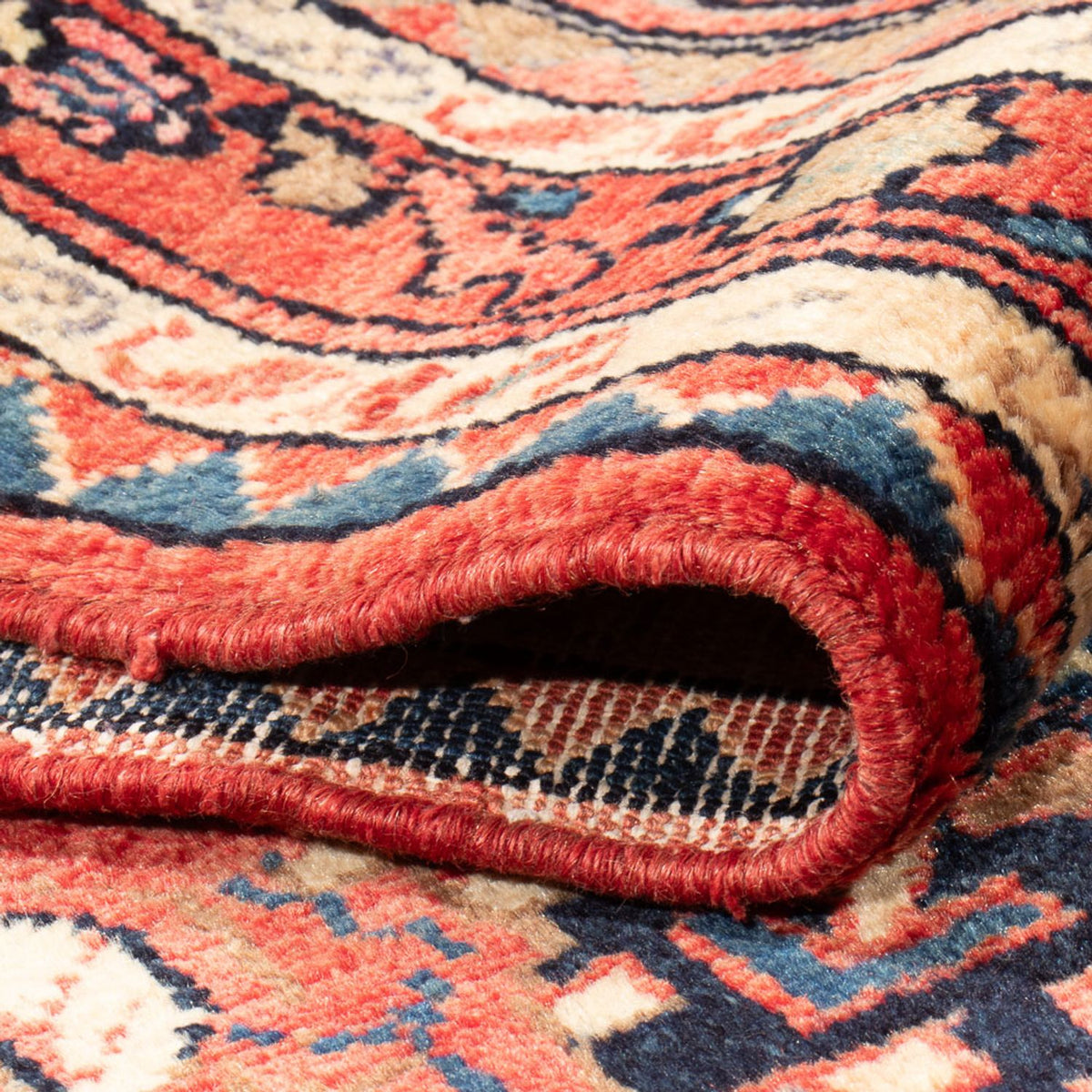 Alfombra persa - Nómada - Real - 201 x 119 cm - azul oscuro