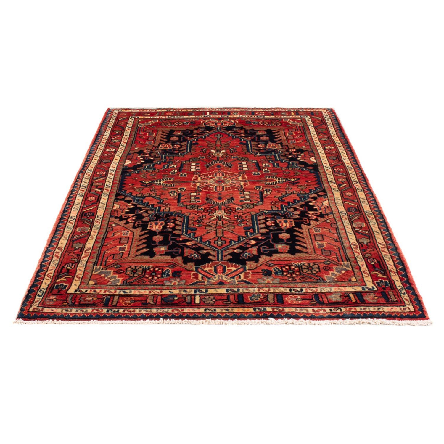 Alfombra persa - Nómada - Real - 201 x 119 cm - azul oscuro