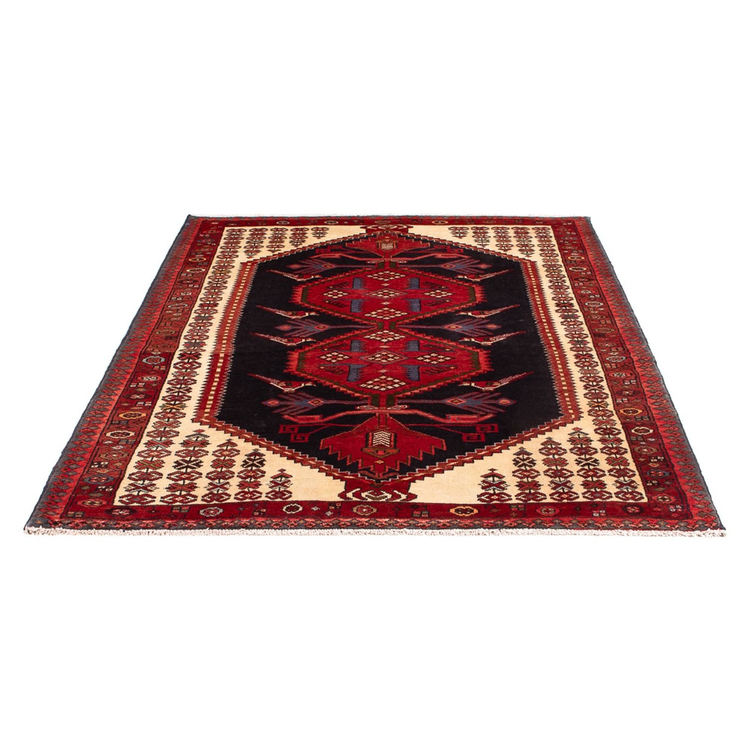 Alfombra persa - Nómada - Real - 191 x 132 cm - azul oscuro