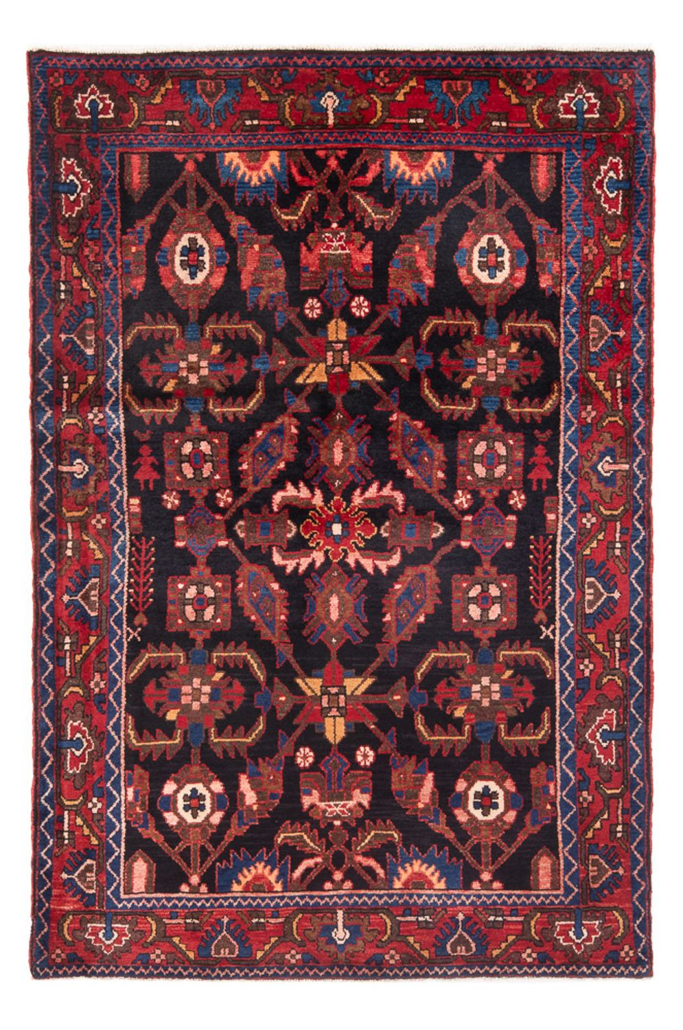 Alfombra persa - Nómada - Real - 211 x 138 cm - azul oscuro