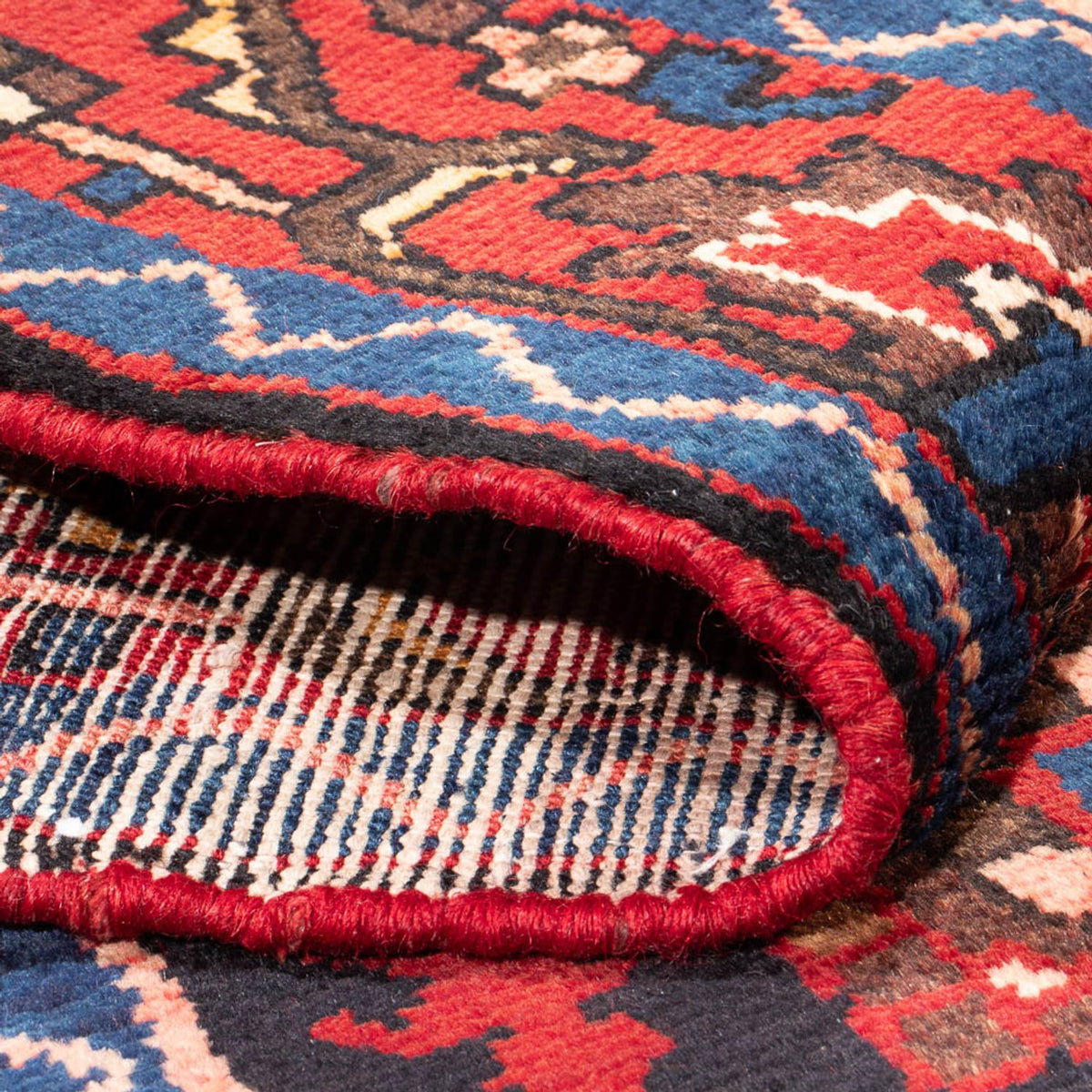 Alfombra persa - Nómada - Real - 211 x 138 cm - azul oscuro