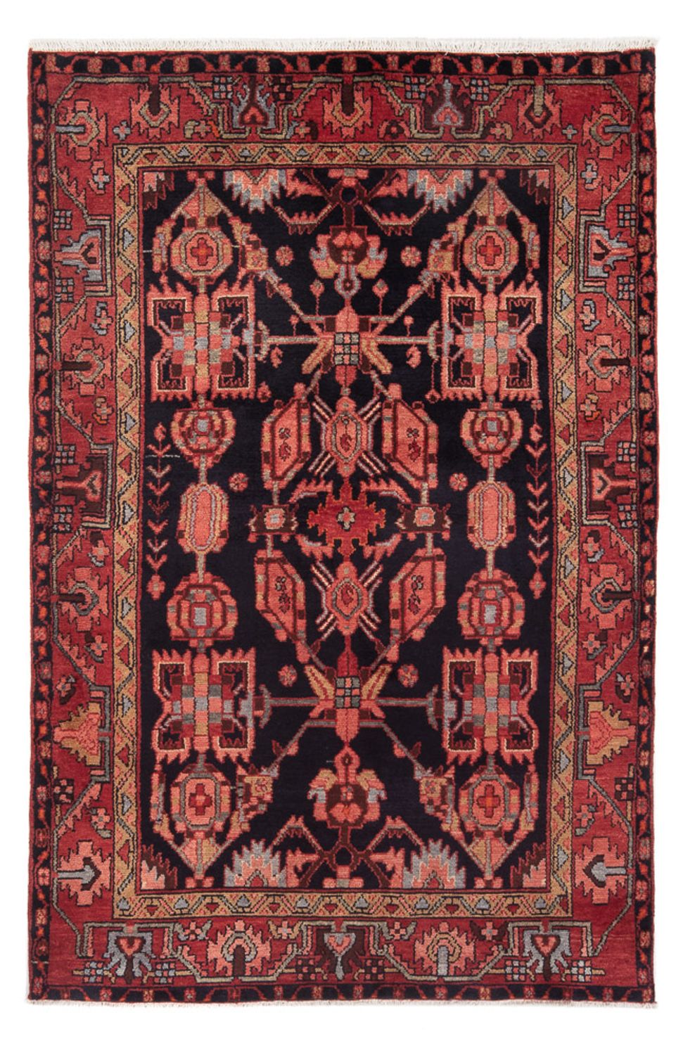Alfombra persa - Nómada - Real - 210 x 136 cm - azul oscuro