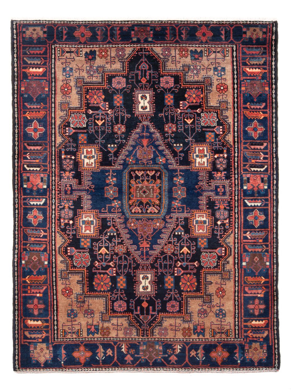 Alfombra persa - Nómada - 212 x 146 cm - azul oscuro