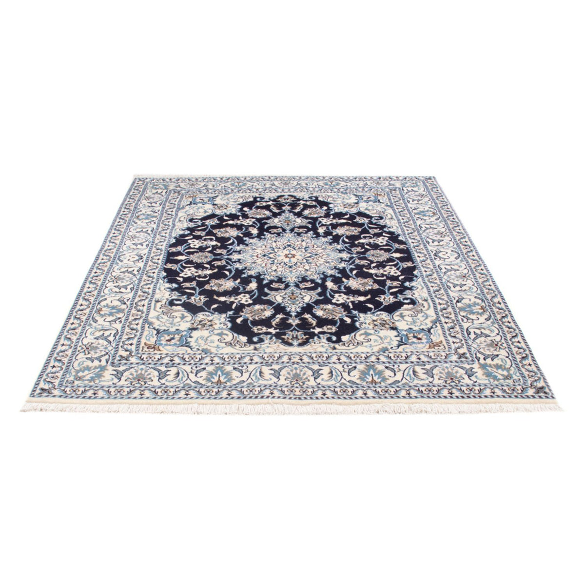 Alfombra Persa - Nain - Real - 197 x 146 cm - azul oscuro