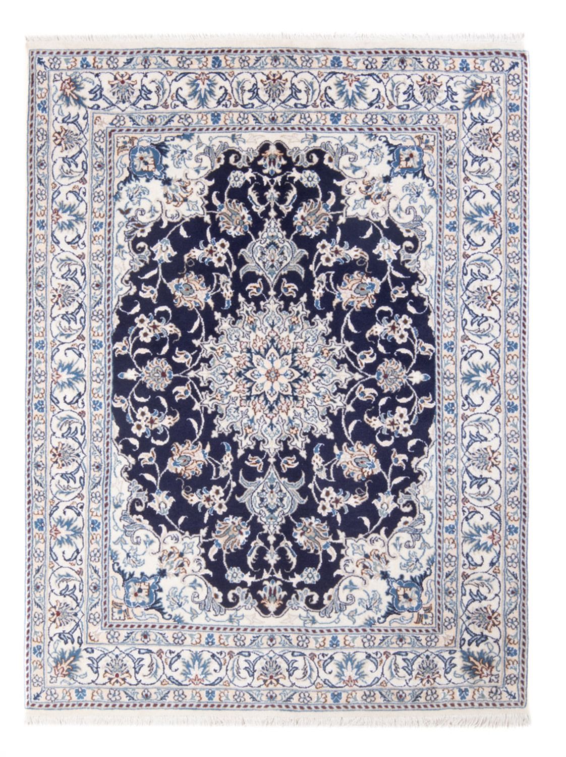 Alfombra Persa - Nain - Real - 197 x 147 cm - azul oscuro