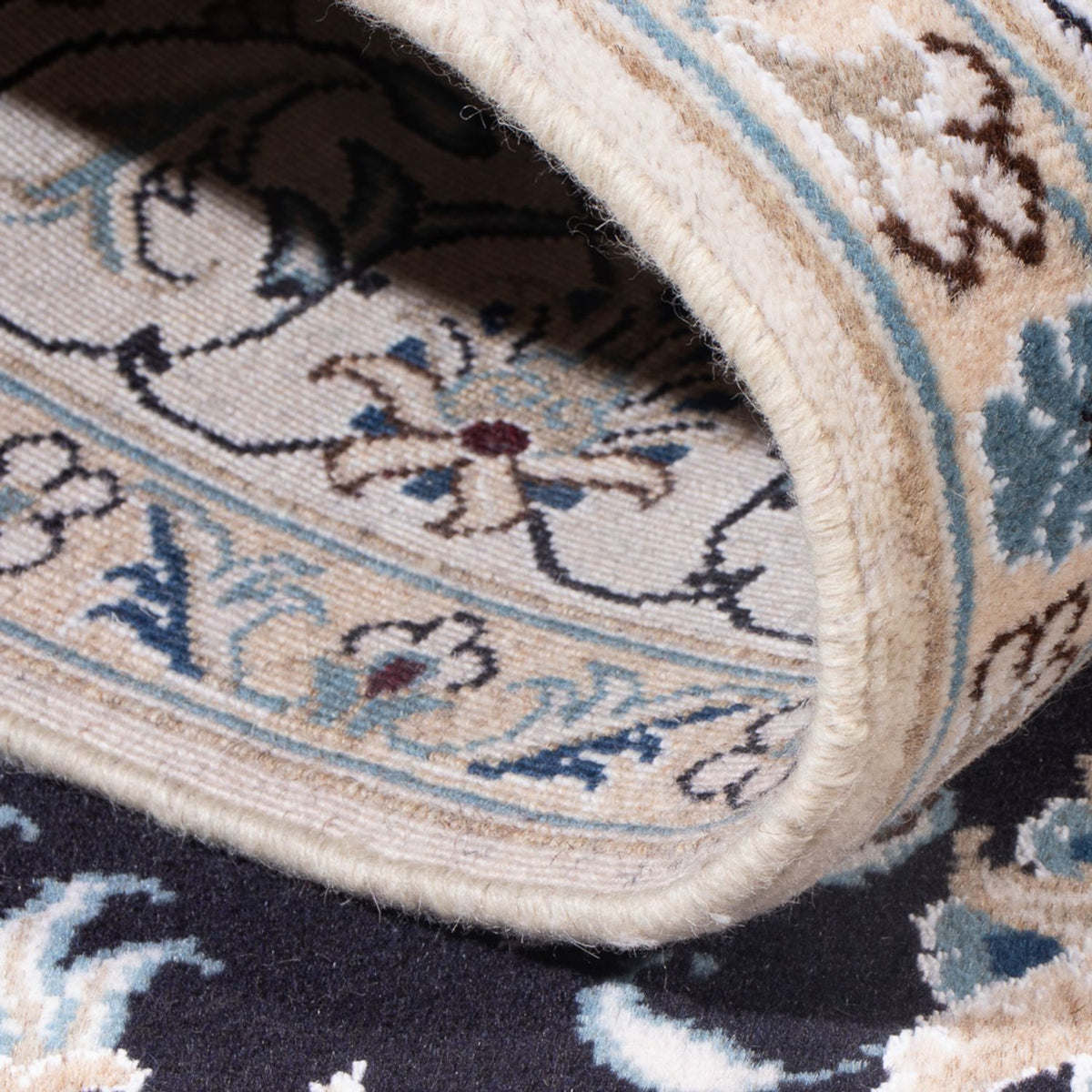 Alfombra Persa - Nain - Real - 193 x 143 cm - azul oscuro