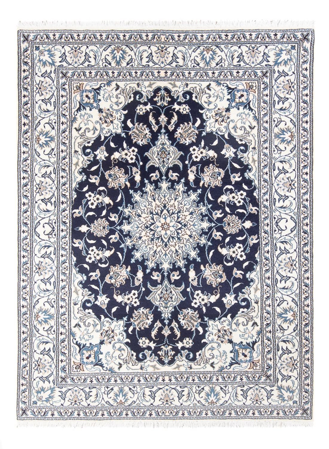 Alfombra Persa - Nain - Real - 203 x 147 cm - azul oscuro
