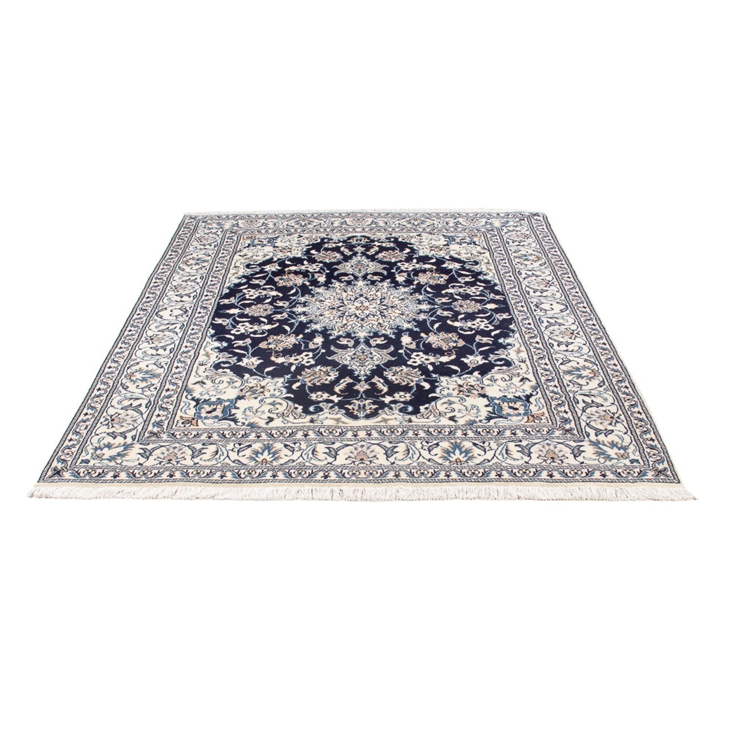 Alfombra Persa - Nain - Real - 203 x 147 cm - azul oscuro