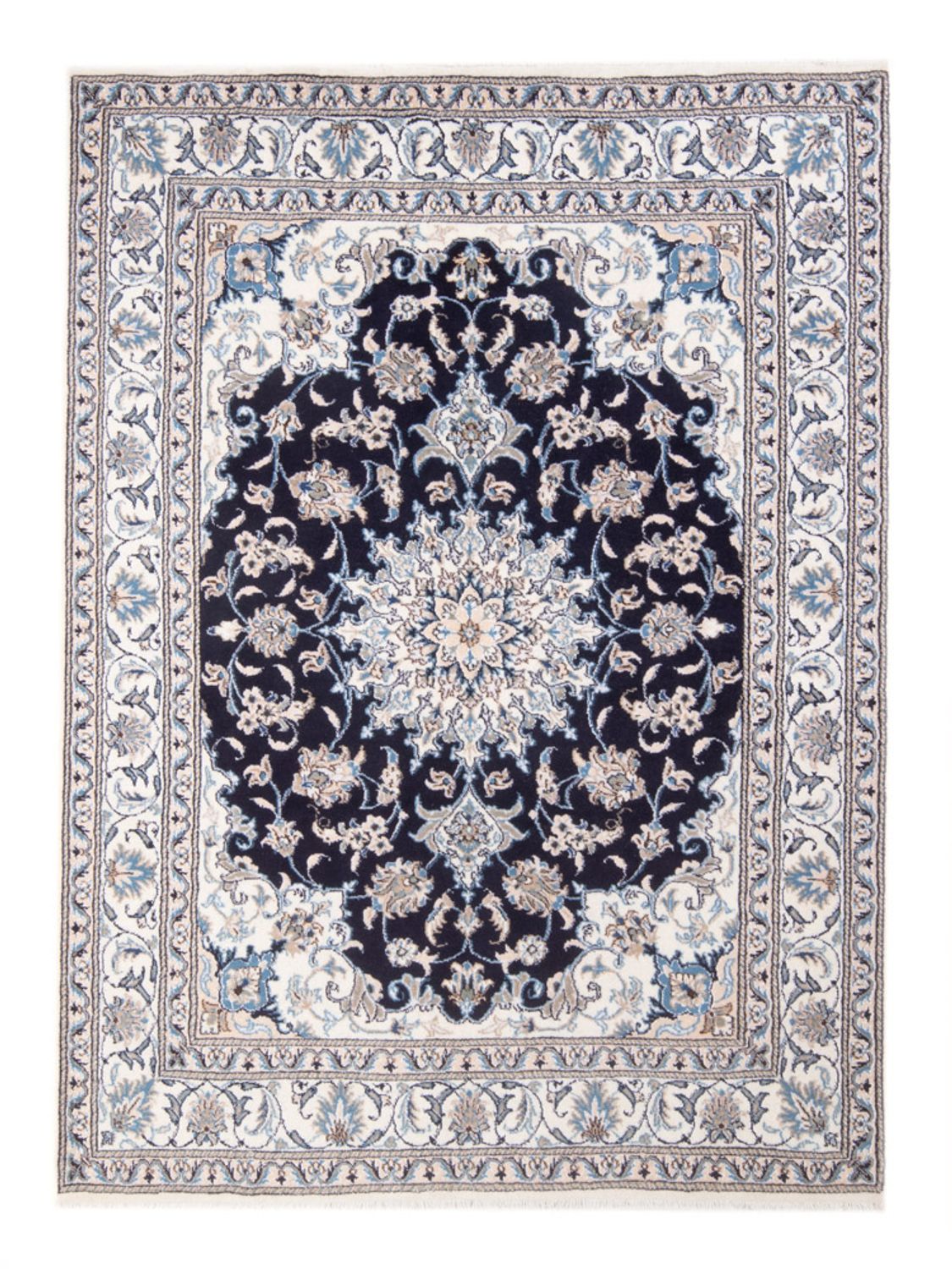 Alfombra Persa - Nain - Real - 205 x 150 cm - azul oscuro